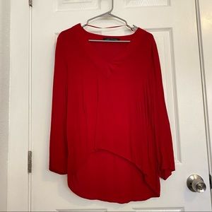 Zara EUC Red V-neck Women Blouse Size L Large
